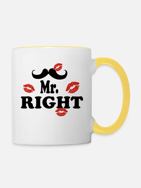 mr. right - Tasse zweifarbig - Weiß/Gelb