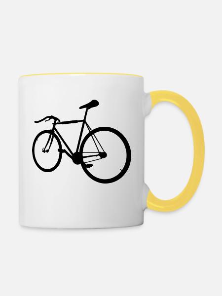 Fixie Fahrrad - Tasse zweifarbig - Weiß/Gelb