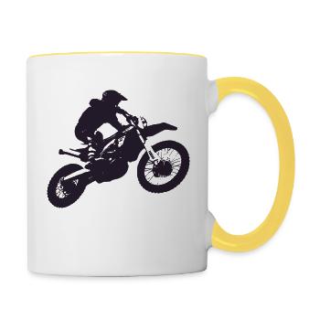 Motor cross - Tasse zweifarbig - Weiß/Gelb - Rechts