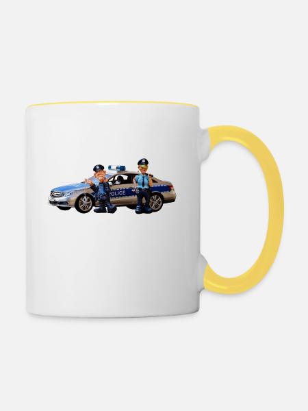 Polizeiauto - Tasse zweifarbig - Weiß/Gelb