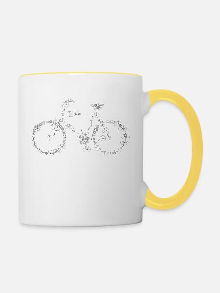 Fahrrad - Tasse zweifarbig - Weiß/Gelb