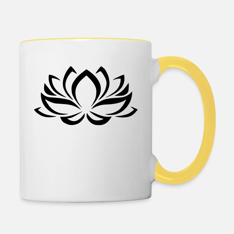 Lotus Blume Pflanze Exotisch Idee Geschenk Natur - Mug contrasté - blanc/jaune