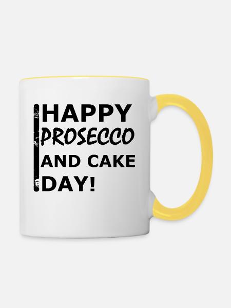 Happy Prosecco - Tasse zweifarbig - Weiß/Gelb