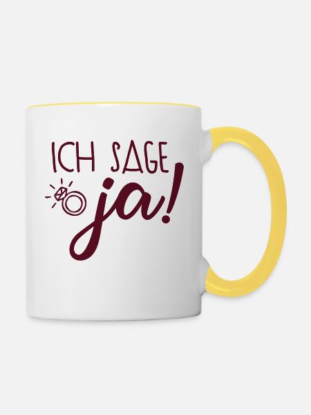 ich sage ja - Tasse zweifarbig - Weiß/Gelb