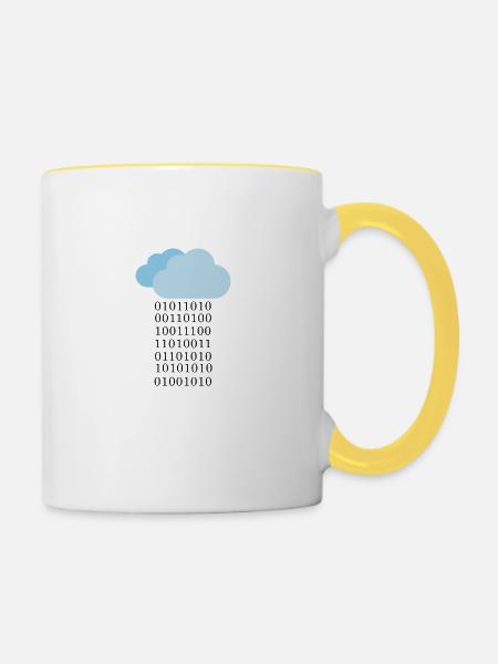 Programmierer Binärwolke - Tasse zweifarbig - Weiß/Gelb