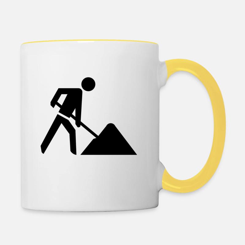 chantier de construction - Mug contrasté - blanc/jaune
