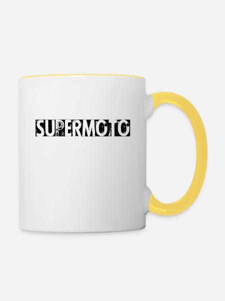 Supermoto - Tasse zweifarbig - Weiß/Gelb