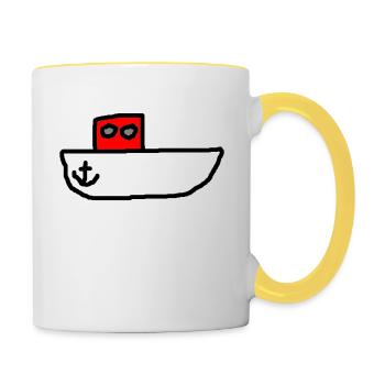 bateau à moteur - Mug contrasté - blanc/jaune - Droite