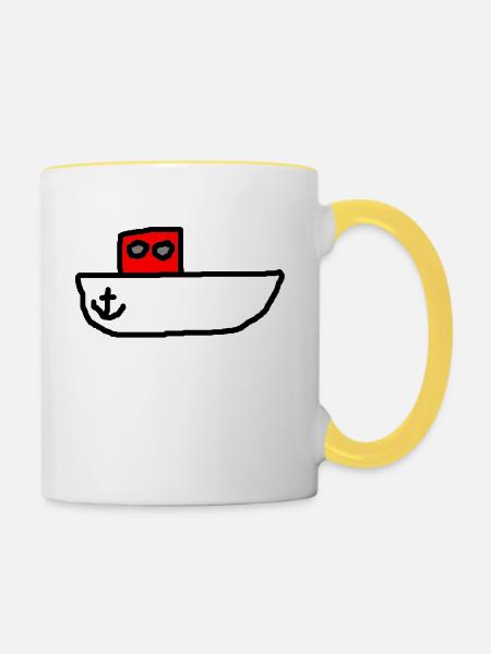 Motorboot - Tasse zweifarbig - Weiß/Gelb