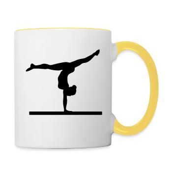 Gymnaste, gymnastique - Mug contrasté - blanc/jaune - Droite