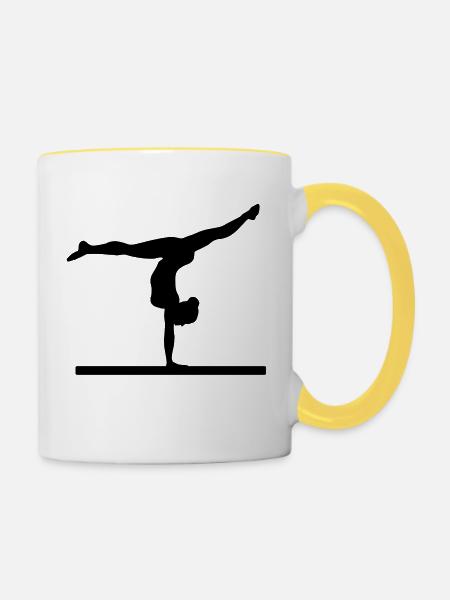 Gymnaste, gymnastique - Mug contrasté - blanc/jaune