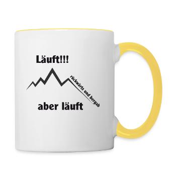 Aktien Trading T-Shirt - Tasse zweifarbig - Weiß/Gelb - Rechts