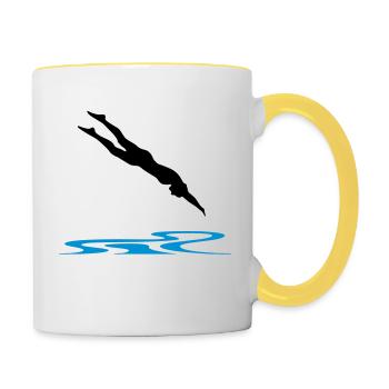 Schwimmerin, Schwimmen - Tasse zweifarbig - Weiß/Gelb - Rechts