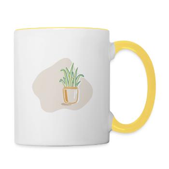 Topfpflanze - Tasse zweifarbig - Weiß/Gelb - Rechts