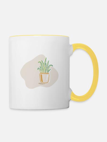 Topfpflanze - Tasse zweifarbig - Weiß/Gelb