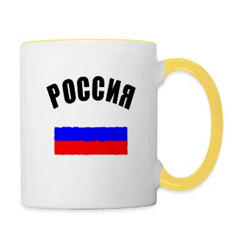 Russie T-shirt de football Russie drapeau - Mug contrasté - blanc/jaune - Droite