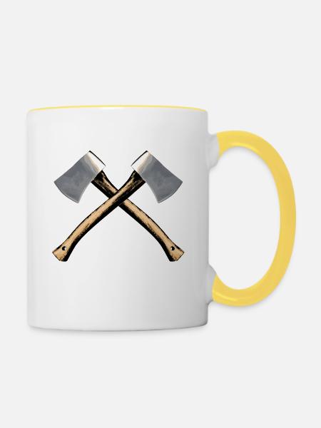 Axt - Tasse zweifarbig - Weiß/Gelb