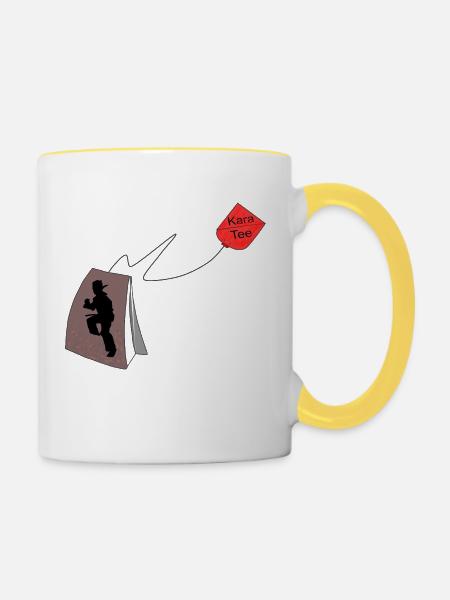 KaraTee. Karate - Tasse zweifarbig - Weiß/Gelb