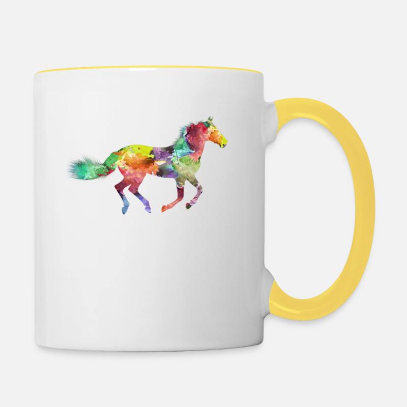 Cheval arc-en-ciel - Mug contrasté - blanc/jaune