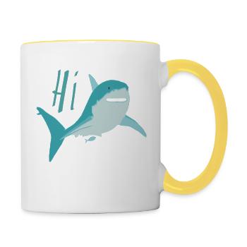 Hai, comment ça va ? - Mug contrasté - blanc/jaune - Droite