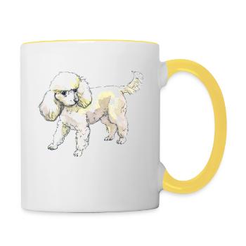 Pudel - Tasse zweifarbig - Weiß/Gelb - Rechts