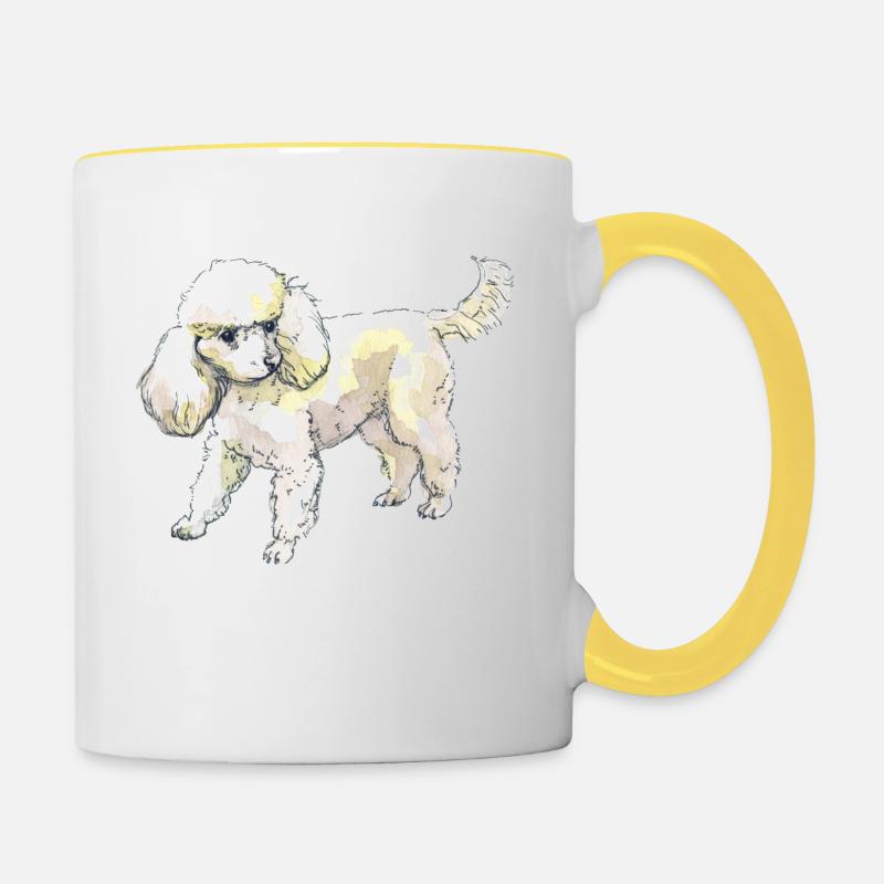 Pudel - Tasse zweifarbig - Weiß/Gelb