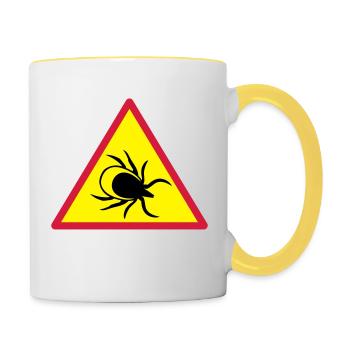 Achtung Zecken - Tasse zweifarbig - Weiß/Gelb - Rechts