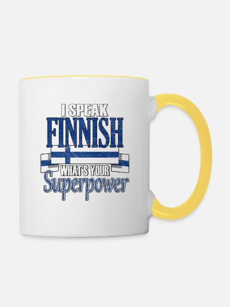Finnland - Tasse zweifarbig - Weiß/Gelb
