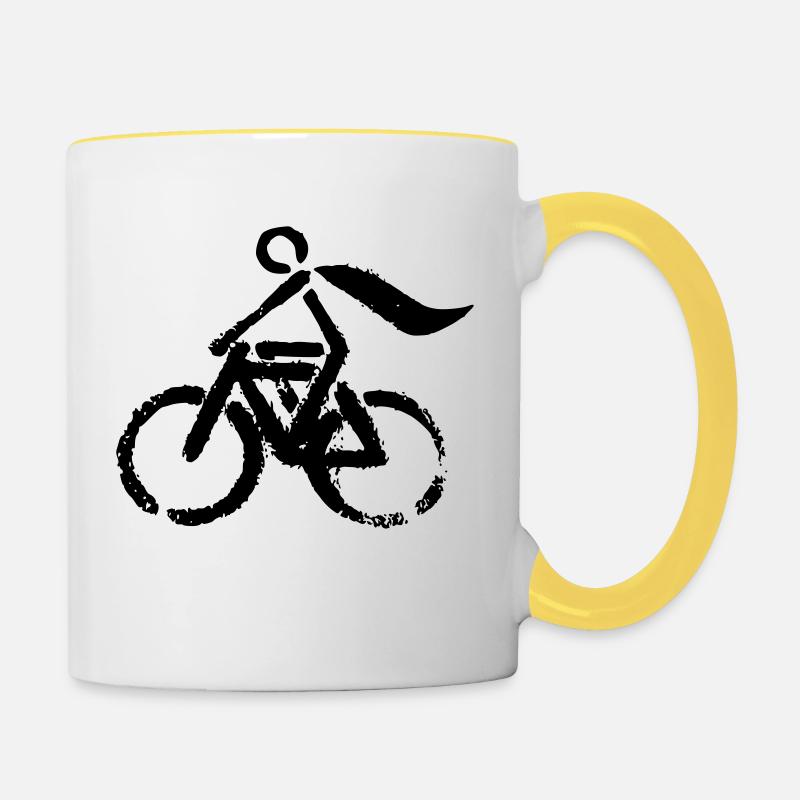 Bike superhero - Contrasting Mug - white/yellow