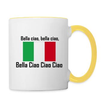 Bella Ciao Ciao Ciao summer hit party - Contrasting Mug - white/yellow - Right