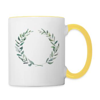 Oliven Krone - Tasse zweifarbig - Weiß/Gelb - Rechts
