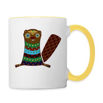 Biber - Tasse zweifarbig - Weiß/Gelb - Rechts