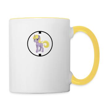 LOGO Licorne Rose Jaune - Mug contrasté - blanc/jaune - Droite