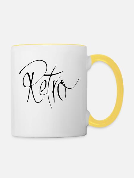 Retro - Tasse zweifarbig - Weiß/Gelb