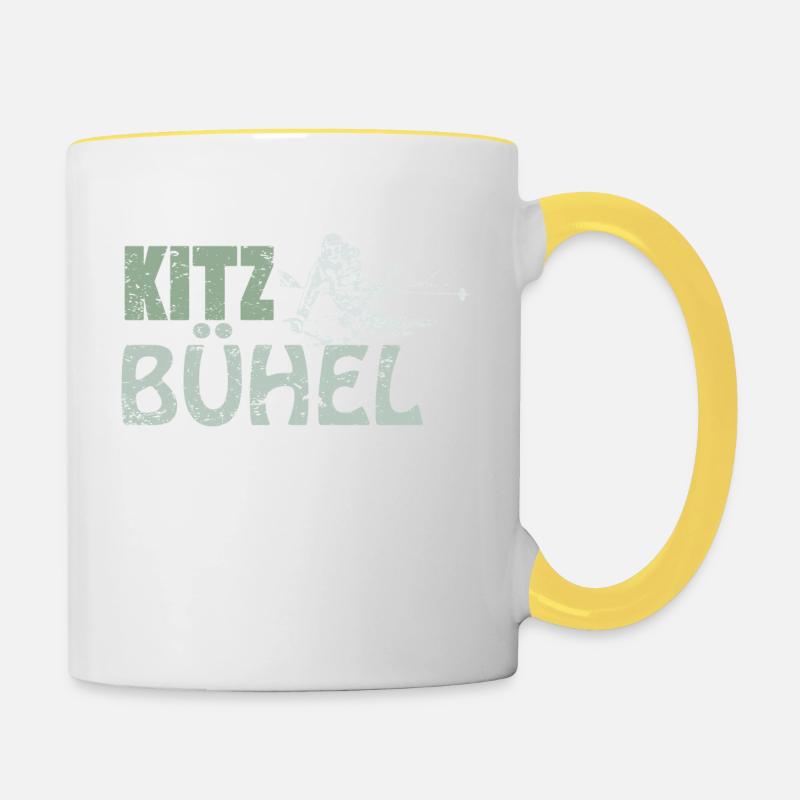 Ski ski ski vacances Kitzbühel - Mug contrasté - blanc/jaune