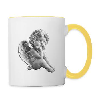 Engel Angel Engelchen Geschenkidee - Tasse zweifarbig - Weiß/Gelb - Rechts