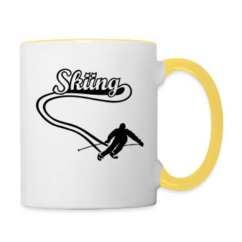 Skifahrer Ski Alpin Skigebiet resort ski - Tasse zweifarbig - Weiß/Gelb - Rechts