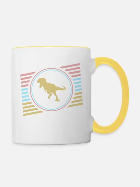 T-Rex - Tasse zweifarbig - Weiß/Gelb