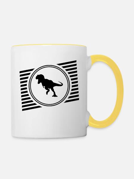 T-Rex - Tasse zweifarbig - Weiß/Gelb