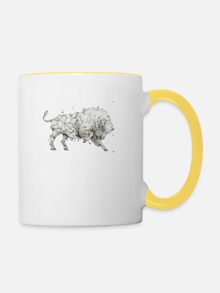 Bueffel - Tasse zweifarbig - Weiß/Gelb