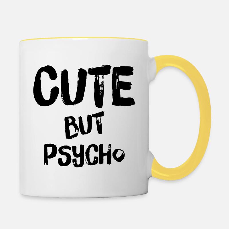 CUTE BUT PSYCHO - Contrasting Mug - white/yellow