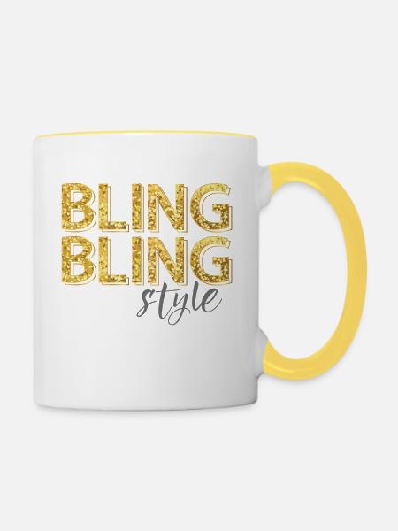 bling bling party style - Tasse zweifarbig - Weiß/Gelb