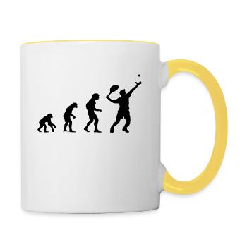 Tennis Evolution Tennisplatz Tennisspieler tennis - Tasse zweifarbig - Weiß/Gelb - Rechts