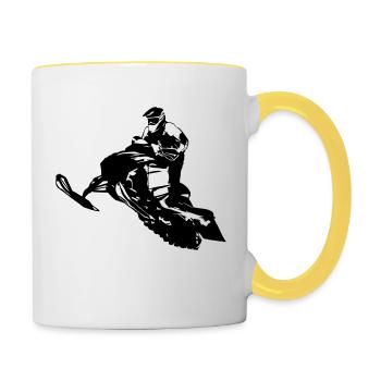 Snowmobile - Motorschlitten - Tasse zweifarbig - Weiß/Gelb - Rechts