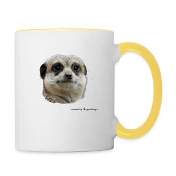 Erdmännchen - Tasse zweifarbig - Weiß/Gelb - Rechts