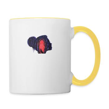 Schoene Nacht Frau mit Wolf - Tasse zweifarbig - Weiß/Gelb - Rechts