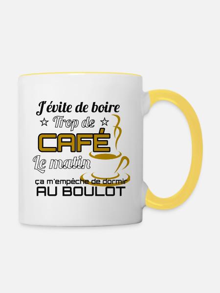 Kaffee-Shirt • Lustige Zitat • Geschenk-Kaffee - Tasse zweifarbig - Weiß/Gelb