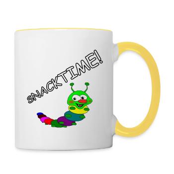 Cooles und lustiges Nachwuchs Shirt- Snacktime - Tasse zweifarbig - Weiß/Gelb - Rechts