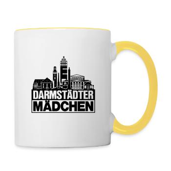 Darmstädter Fille noir Darmstadt cadeau - Mug contrasté - blanc/jaune - Droite