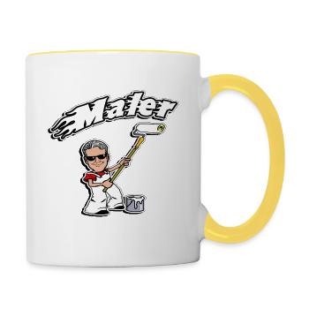 maler und lackierer t-shirt editierbar wunschtext - Tasse zweifarbig - Weiß/Gelb - Rechts